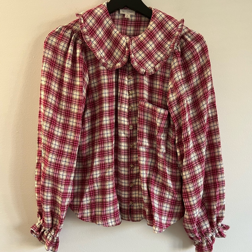 Pilcro Anthropologie The Keira Long-Sleeve Plaid Blouse - Picture 3 of 6